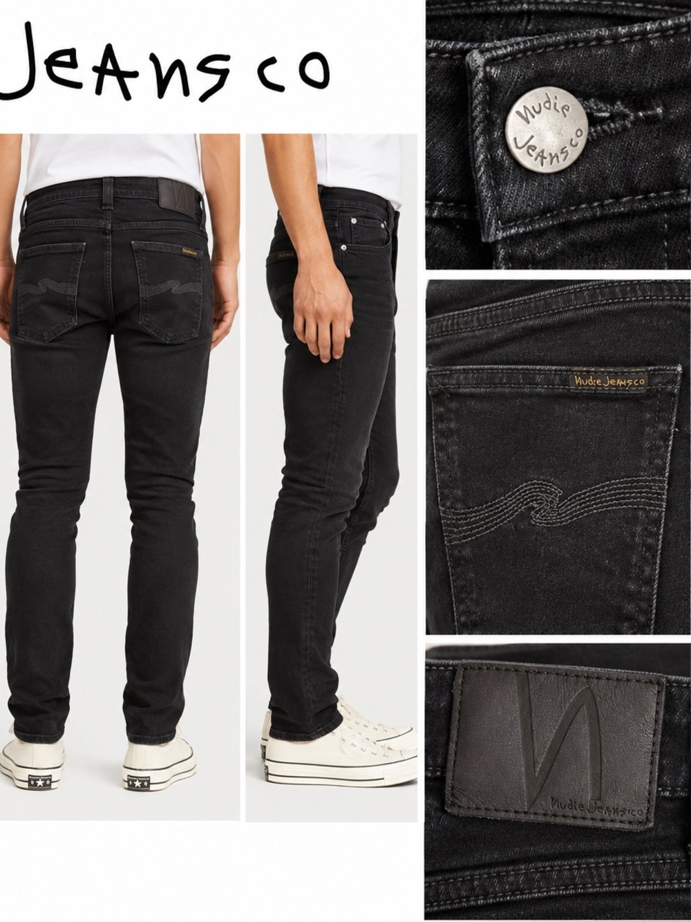 Nudie Jeans Co Black Washed Skinny Leg Jeans W30 L32